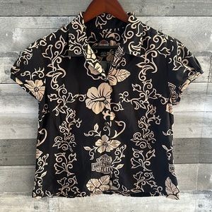 HARLEY-DAVIDSON HAWIIAN LOGO BUTTON WOMENS LARGE